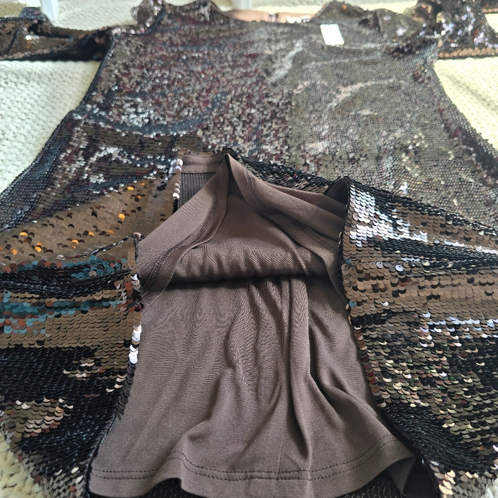 Banana Republic | Large | Chocolate Brown Stretch-Sequin Mini Dress - Picture 15 of 15